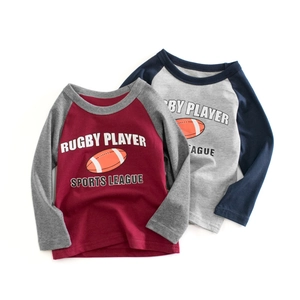 T-Shirt À Manches Longues Pour Garçons En Coton Manches Raglan Imprimé Rugby Player Sports League Col Rond Haut Décontracté