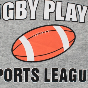 T-shirt gris à manches longues pour garçons avec imprimé sport rugby en coton doux