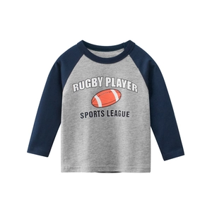 T-shirt classique à manches raglan pour garçons avec imprimé joueur de rugby sportif