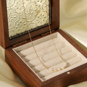 Freshwater Pearl Necklace 18K Gold Plated Stainless Steel Minimalist Elegant Jewelry For Women