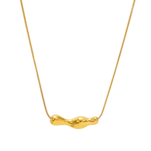 Collana minimalista in acciaio inox placcato oro 18K con ciondolo a lava irregolare