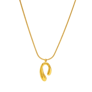 Collana in acciaio inossidabile placcata oro 18K con ciondolo geometrico su sfondo bianco