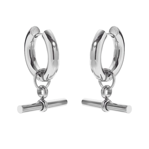 Boucles d'oreilles créoles en acier inoxydable avec pendentifs en T amovibles
