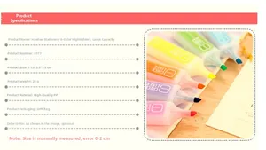 Specifiche dettagliate delle dimensioni del set di 6 evidenziatori ad alta capacità