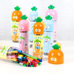 Detail of 12-color carrot-shaped watercolor pens for children's creative painting art