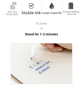 Detail of 0.5mm white fountain pen showing smooth ink flow and ergonomic grip for students