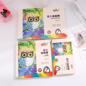 Heavy color oil pastel sets in 12, 24, and 36 colors with artistic owl gift packaging