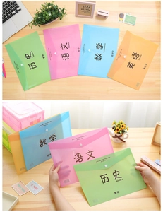 Detail of A4 translucent subject folders with snap button in four pastel colors
