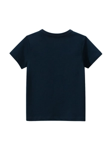 Classic dark blue cotton t-shirt for kids featuring a crew neck and short sleeves design