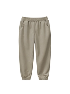 Kids breathable mosquito repellent pants in beige featuring elastic waist and ribbed cuffs
