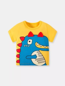 T-Shirt Dinosaure Requin pour Garçons 100% Coton Manches Courtes Col Rond Été Décontracté Haut Raglan Enfants