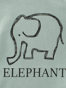 T-shirt vert pour enfants en coton avec imprimé éléphant minimaliste et texture en maille