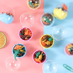 Cute dinosaur egg eraser set in colorful shells for kids school stationery gifts