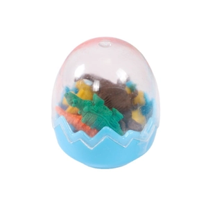 Creative dinosaur egg eraser set for kids featuring colorful miniature toy figures