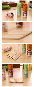 Detailed views of mini animal colored pencil set with sharpener lid and measurements