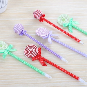 Creative Lollipop Ballpoint Pens Plastic Polka Dot Ribbon Bow Decorative Student School Office Stationery Cute Novelty