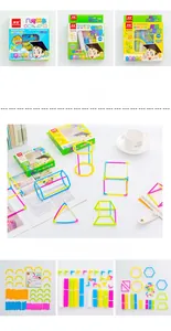 Educational geometric building sticks set with connecting joints and storage containers