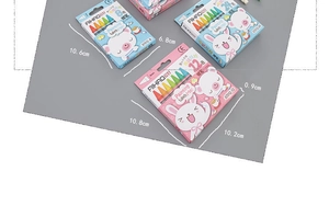 Detailed dimensions of 12-color kids crayons packaging with length and width markers