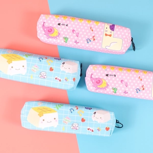 Cartoon high-capacity canvas pencil cases with animal patterns and metal zippers