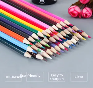 Detailed macro view of vibrant colored pencils with easy-to-sharpen hexagonal wood barrels