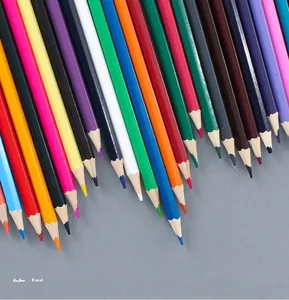 Close-up of vibrant colored pencils with natural wood barrels arranged in a row