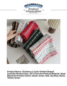 Detailed close-up of Fair Isle knit scarf showing texture and 35x200CM size specs