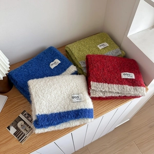 Women Warm Knitted Color Block Scarf Soft Acrylic Winter Neck Wrap Preppy Academic Style Fashion Thick Neckwear Accessory