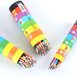 Vibrant 36-color wooden pencil set in cylindrical tubes for student drawing and sketching
