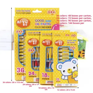 Multiple sizes of 12 to 36 color oil pastel sets for students and children painting