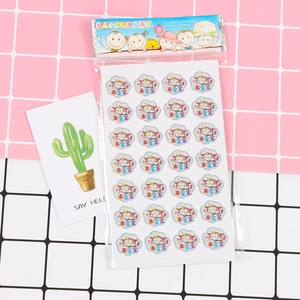 Detailed view of children reward stickers with cartoon cat design and flower shapes