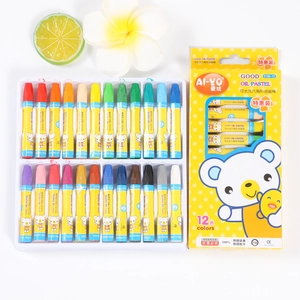 Washable hexagonal 12 and 24 color oil pastel set with cartoon bear packaging for kids
