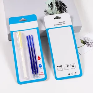 Set de stylo gel effaçable 0,5 mm avec 3 recharges bleues et emballage créatif épuré