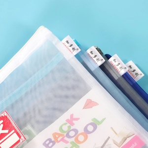 Colorful nylon mesh A4 document bags with zipper closure for school and office storage