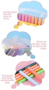 Detail view of triangular watercolor pen with ergonomic handle and snap buckle case