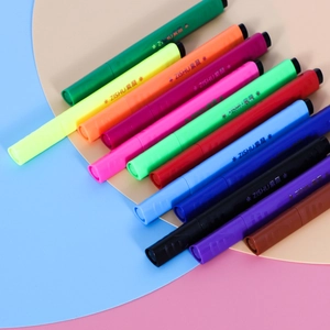 Vibrant 12-color triangular watercolor marker set for art drawing and creative sketching