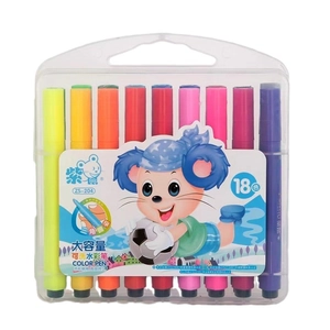 18-color washable watercolor markers set with large capacity and triangular grip design