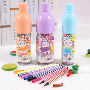 Washable Watercolor Pens Set For Kids Painting Creative Drift Bottle Packaging Cartoon Rabbit Striped Body Art Drawing Graffiti Supplies Multicolor Pens