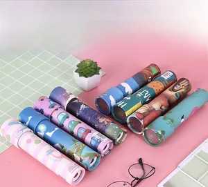Close-up of colorful cartoon kaleidoscopes with various patterns for children