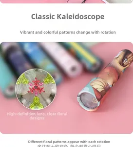 Detail of classic rotating kaleidoscope showing high-definition lens and geometric patterns