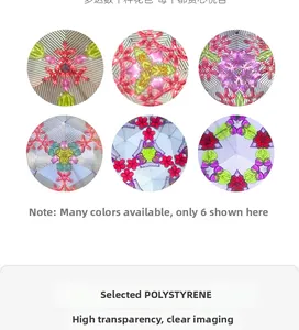 Detailed kaleidoscope patterns showing high-transparency polystyrene lens effects