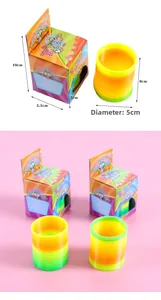 Detailed dimensions of the rainbow spring toy showing the 5cm diameter and box size
