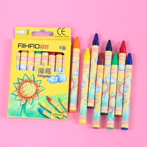 Sunflower themed 8-color wax crayons set for kids coloring and school art supplies