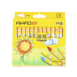 Sunflower 24 color wax crayons set for kids with 8mm diameter and CE safety certification