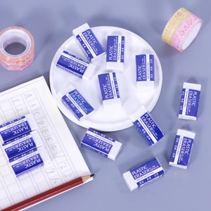 Plastic Eraser 2B Soft Easy Clean Stationery For Students Office Drawing Writing Rectangular Shape White