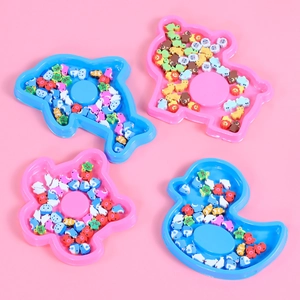 Set of colorful cartoon animal tray erasers in hippo and duck shapes for kids
