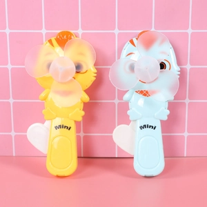 Mini ventilateur manuel pour enfants en forme de poussin et pingouin coloré