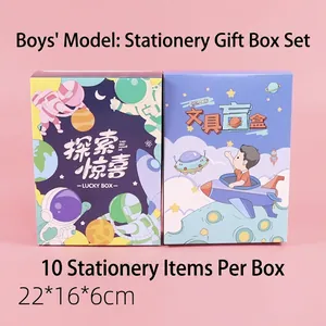 Space-themed A5 stationery mystery box for children with 10 surprise school items