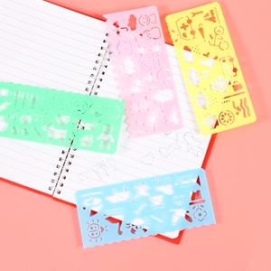 Creative drawing stencil set for kids with colorful animal and symbol patterns
