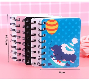Detail of A7 mini spiral notebooks with cute cartoon animal cover and 10.5x8cm dimensions