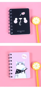 Vertical view of A7 pocket spiral notebooks with cute cat and inspirational print